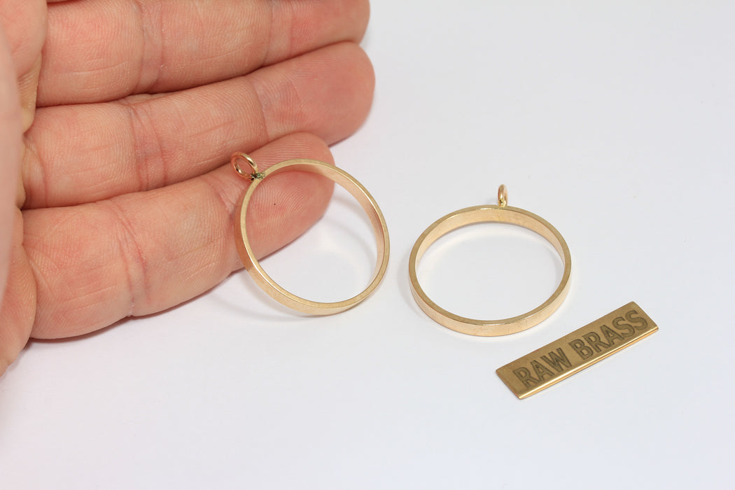 Inner 28mm Raw Brass Bezel Pendant Frame Settings, Outline Charms, ZPR419