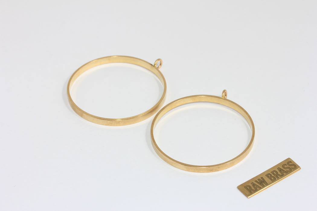 Inner 38mm Raw Brass Bezel Pendant Frame Settings, Outline Charms, ZPR420