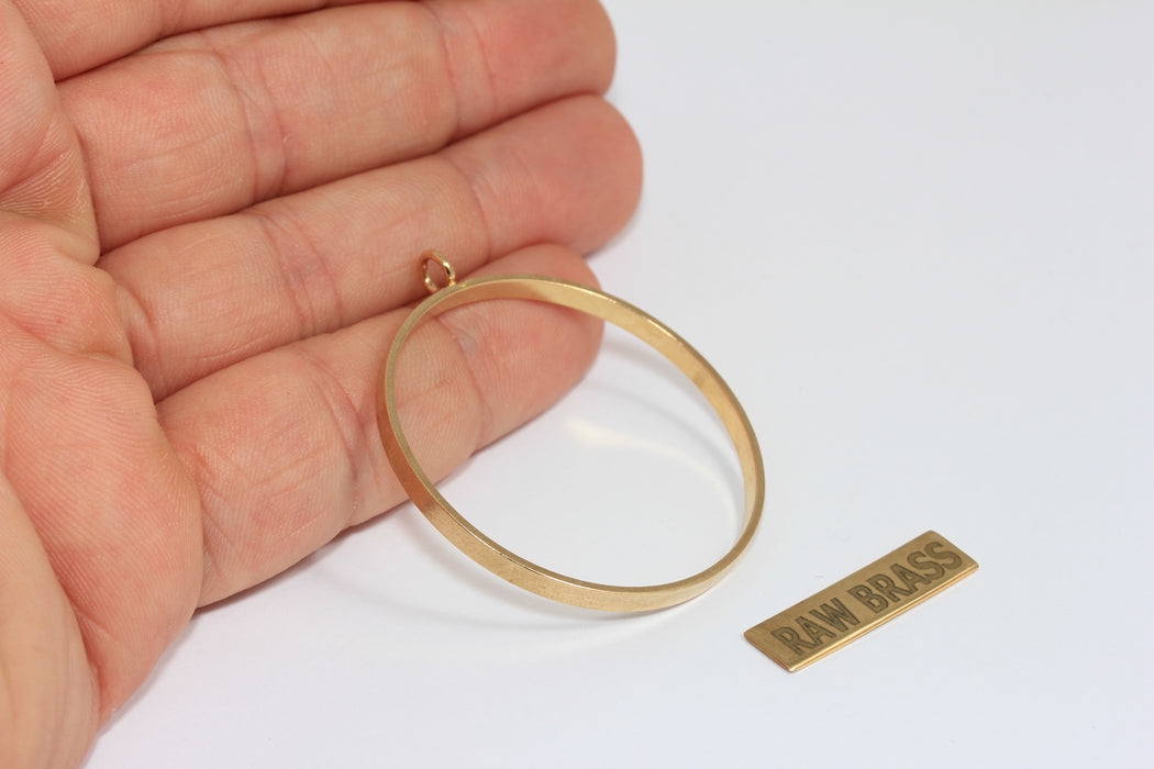 Inner 38mm Raw Brass Bezel Pendant Frame Settings, Outline Charms, ZPR420