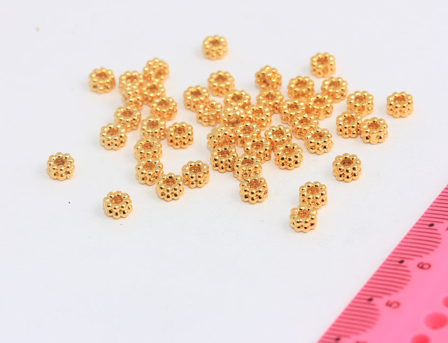 3x5mm 24k Shiny Gold Rondelle Beads, Ball Rondelle Spacer Beads, MTE106
