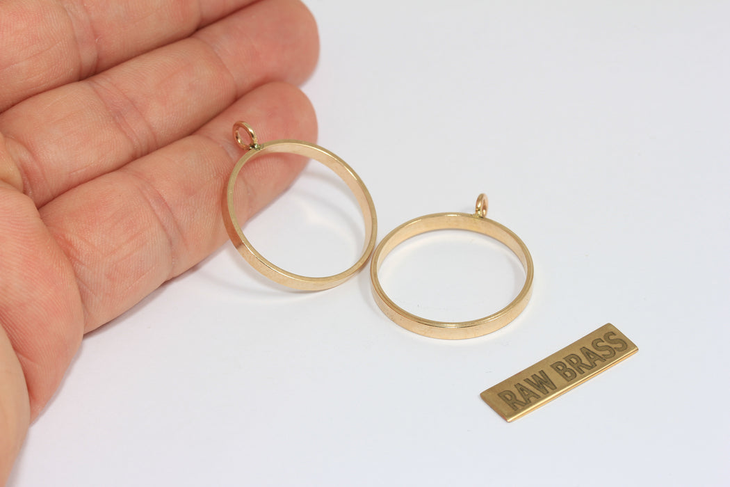 Inner 23mm Raw Brass Bezel Pendant Frame Settings, Outline Charms, ZPR418
