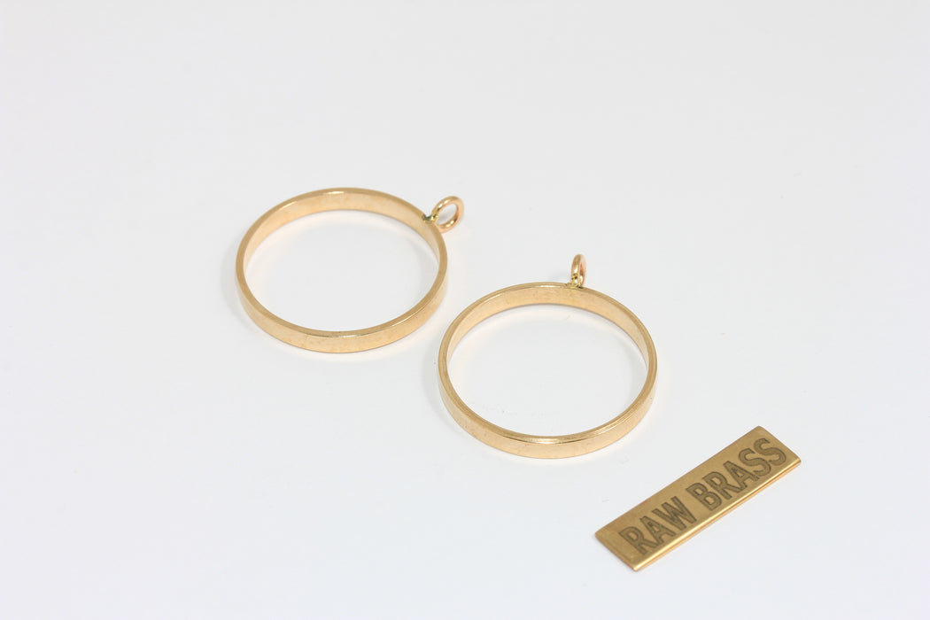 Inner 23mm Raw Brass Bezel Pendant Frame Settings, Outline Charms, ZPR418