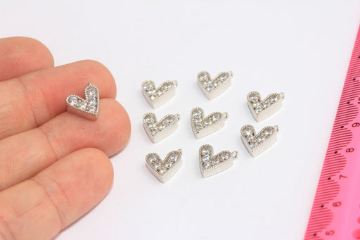 Rhodium Plated Heart Charms