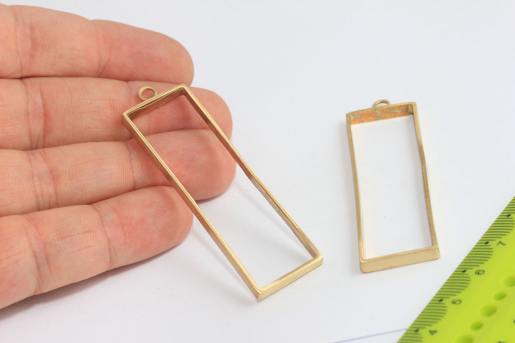 18x58mm Raw Brass Frame Charms, Brass Frame Pendant Necklace, MTE267