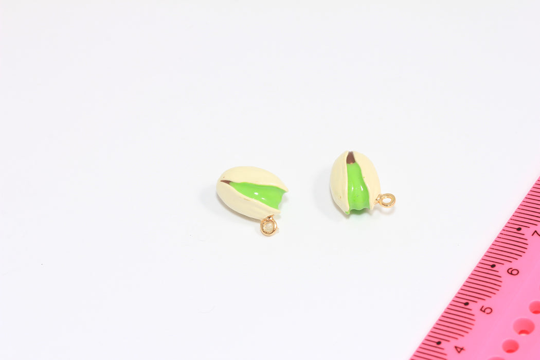10x14mm Enamel Pistachio Charms, Pistachio Pendant, Cute Enamel Drop Charms, Bracelet Fruit Beads, ZRCN550-1