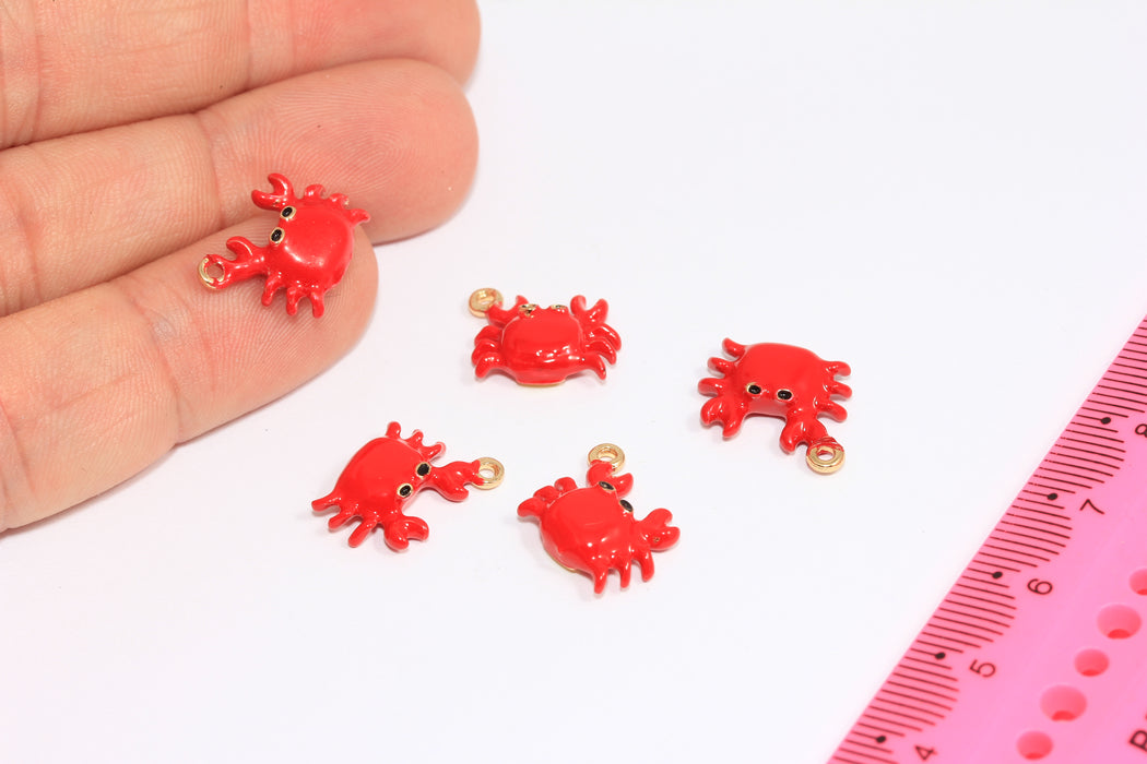 11x14mm Red Enamel Crab Charms, Sea Animals, Cute Crab Charms, Summer Jewelry, ZRCN362-1