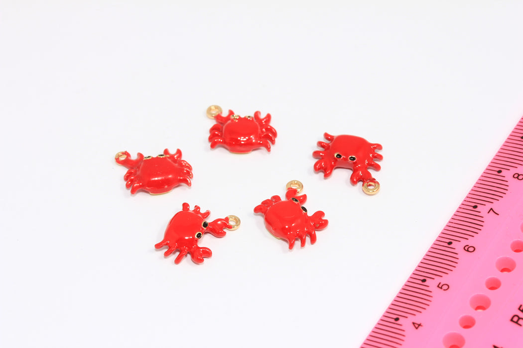 11x14mm Red Enamel Crab Charms, Sea Animals, Cute Crab Charms, Summer Jewelry, ZRCN362-1