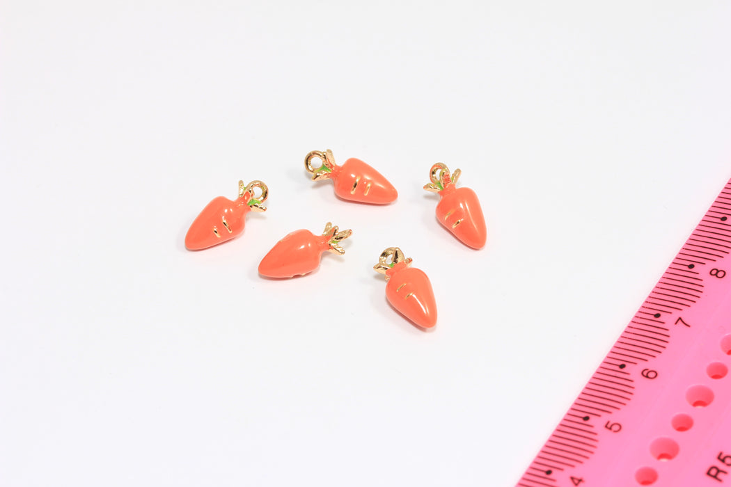 6x14mm Orange Enamel Carrot Charms, Cute Carrot Pendant, Small Enamel Drop Bracelet Charms, ZRCN3-1