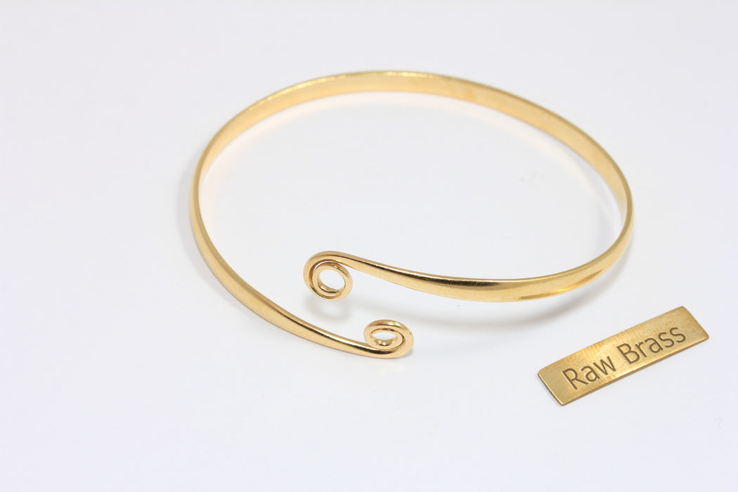 Raw Brass Bracelet Bangle, Waved Bracelet Cuff, Wrapping Handmade Bracelet, Stacking Cuff Bracelets, BRT92-2