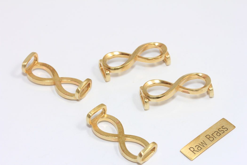 Raw Brass Infinity Charms, Eternity Bracelet Connector, Infinity Connector, Bracelet Charms, Two Hole Charms, XP339