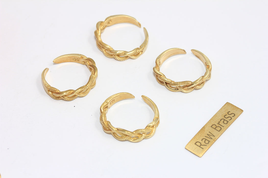 Anello per catena in ottone grezzo da 18-19 mm, anello stile catena, anelli intrecciati, BRT300