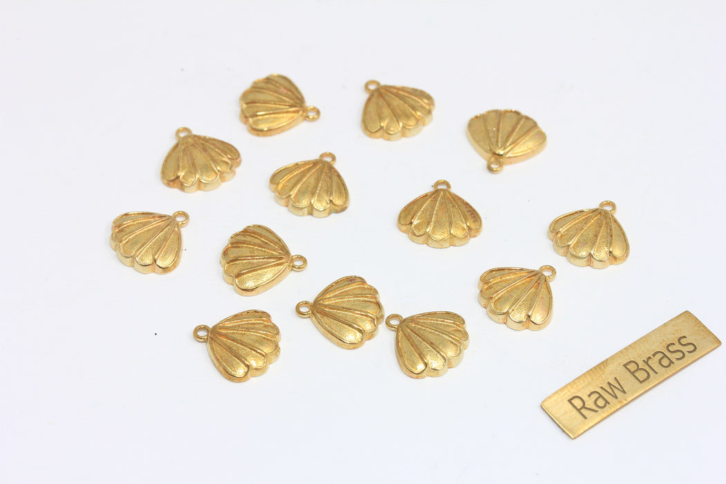 Ciondolo a forma di conchiglia in ottone grezzo da 8 mm, mini ciondolo a forma di conchiglia, collana di conchiglie, pendente a forma di conchiglia, ROSE315