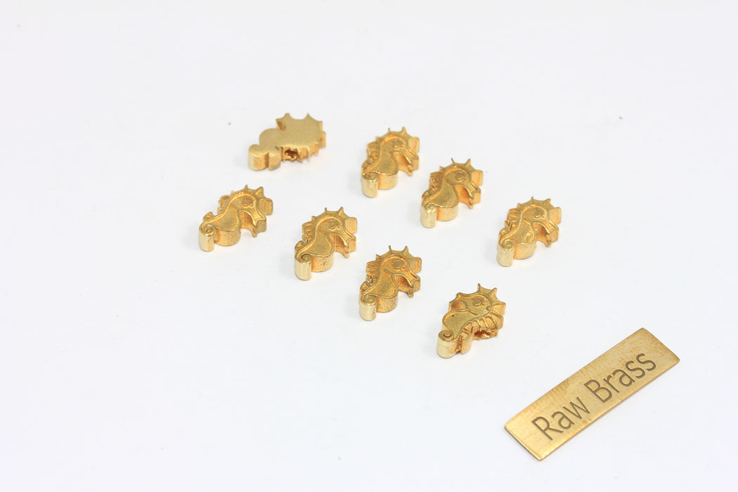 Perline a forma di cavalluccio marino in ottone grezzo da 9x17 mm, ciondoli per collana a forma di cavalluccio marino, SLM1070