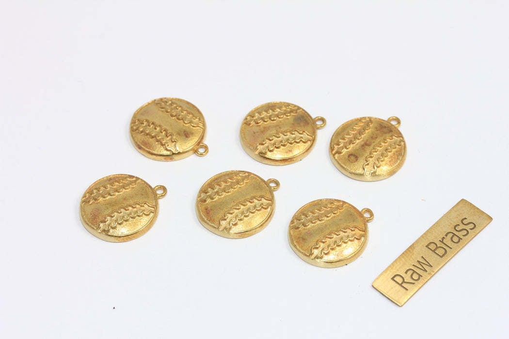 Perline a sfera in ottone grezzo da 12 mm, perline a forma di pallone da basket, perline a goccia, ciondoli a forma di pallone da basket, MLS160