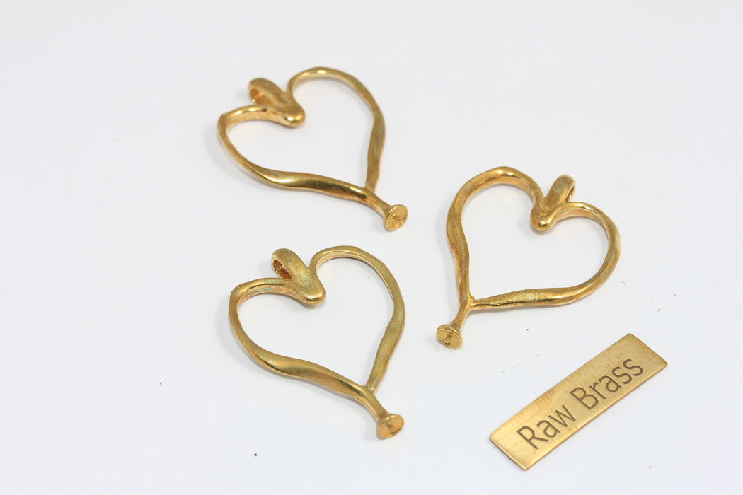 Brass Heart Charms