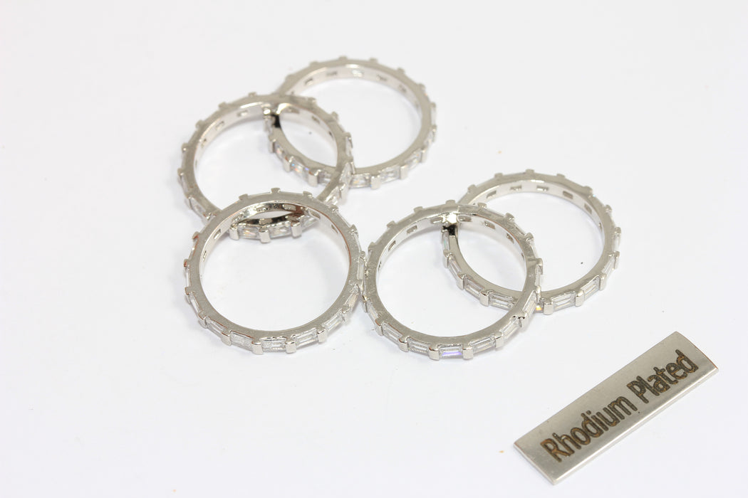 17mm Rhodium Plated Micro Pave Rings, Dainty Rings, CZ Stacking Rings, White Stone Tiny Rings, CMR40