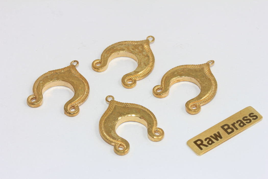 Raw Brass Hammered Horn Necklace Charm , Horn necklace, MGN186
