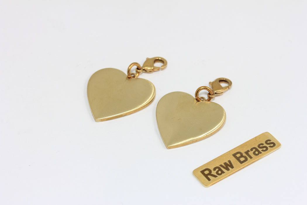 Raw Brass Heart Pendant Blank, Brass Heart Charm for Jewelry Making, Engraving and Stamping Blank, DIY Jewelry Supply , Zrcn994