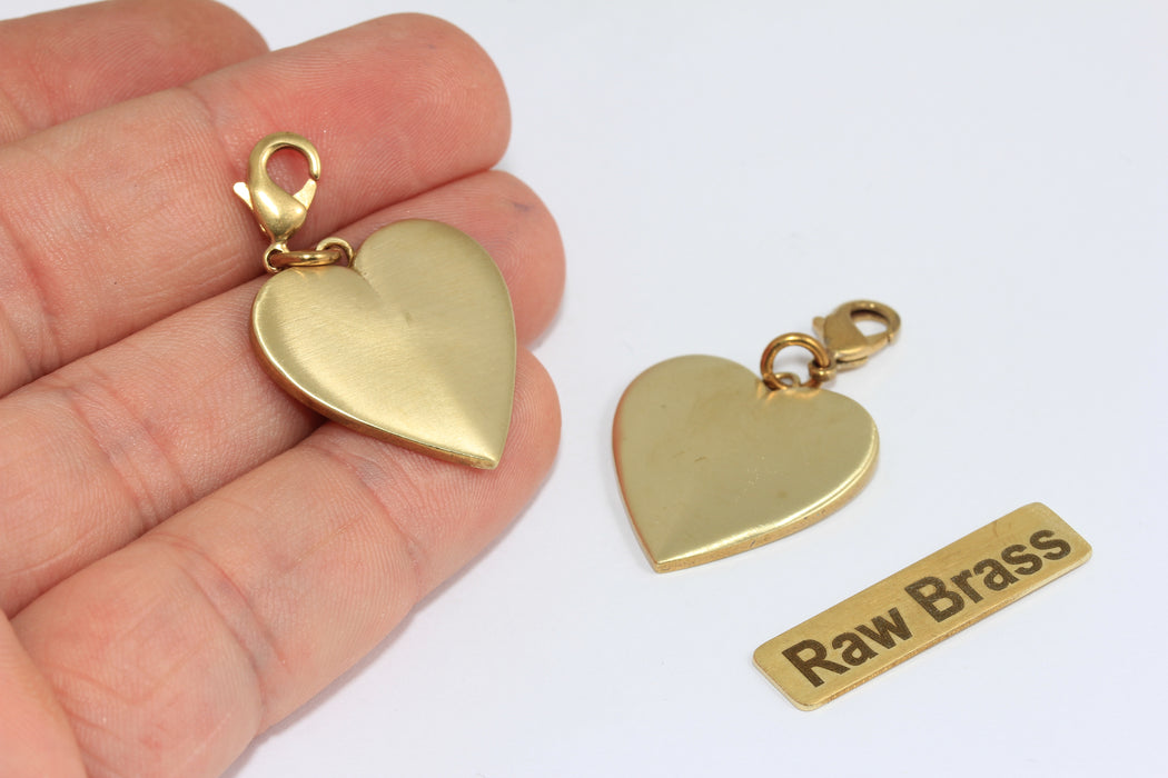 Raw Brass Heart Pendant Blank, Brass Heart Charm for Jewelry Making, Engraving and Stamping Blank, DIY Jewelry Supply , Zrcn994