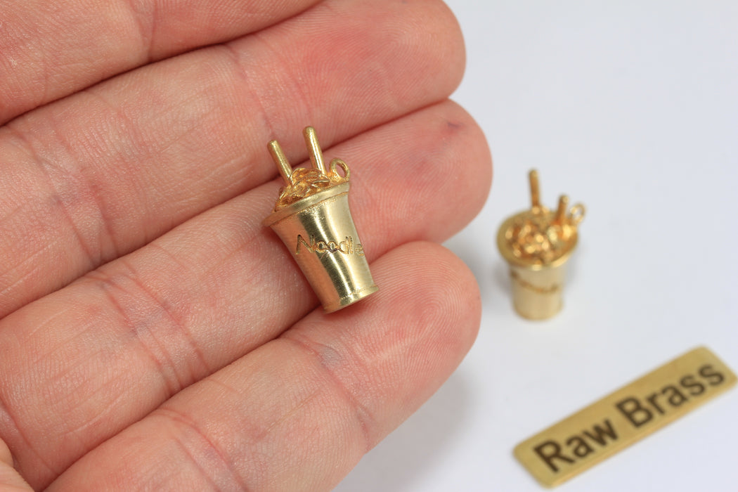 Raw Brass Noodle Charm, Pasta Pendant for Jewelry Making, Mini Food Charm, Brass DIY Jewelry Supply , Zrcn967