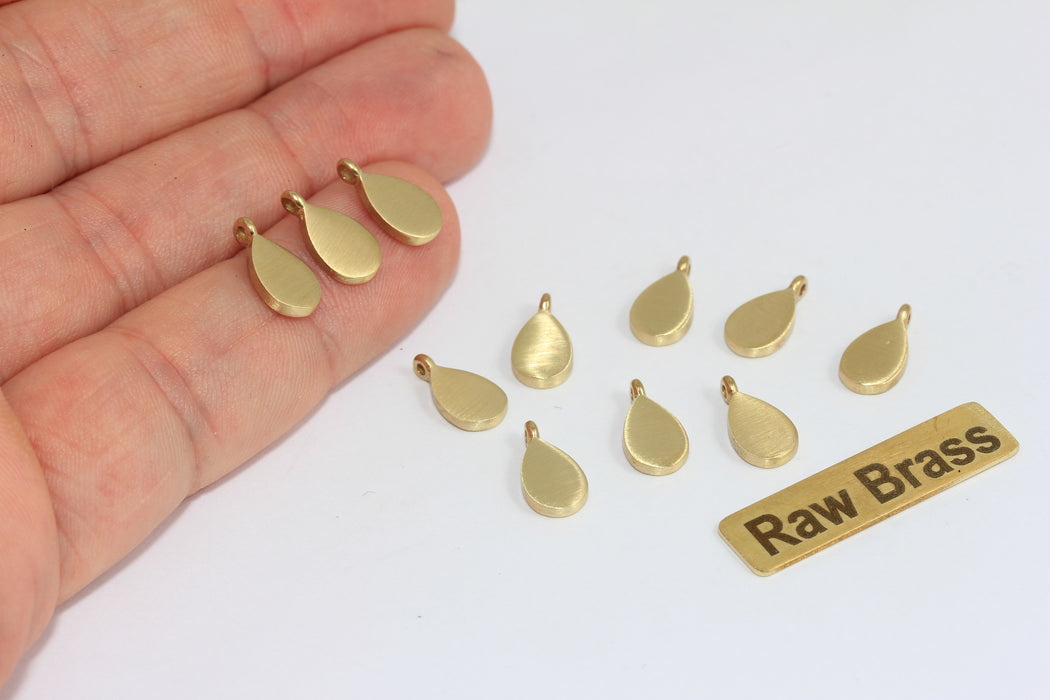 Raw Brass Drop Pendant, Teardrop Charm Blank, Brass Drop Charm for Jewelry Making, DIY Jewelry Supply , Zrcn990