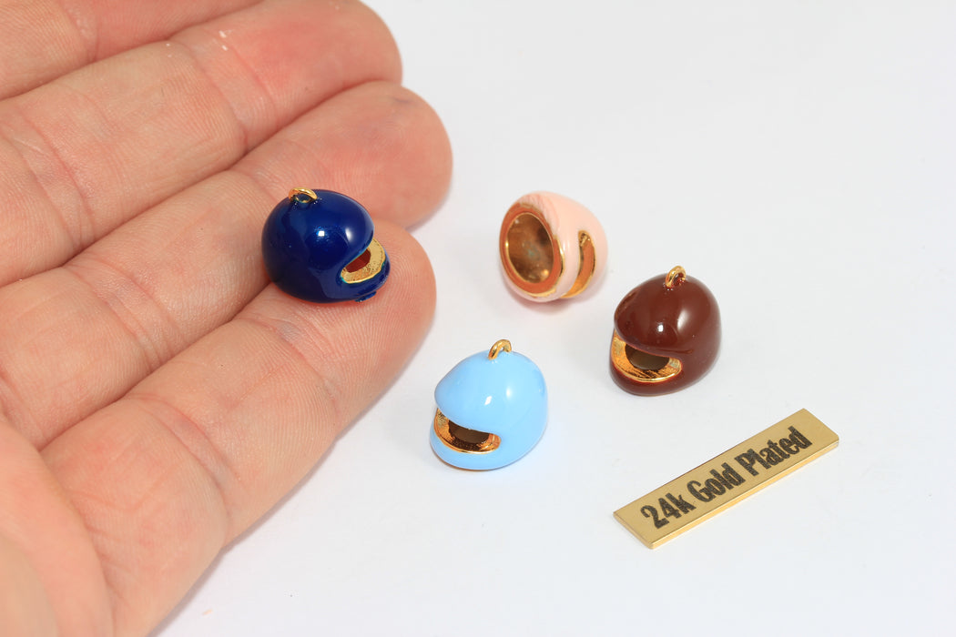 24K Gold Plated Baseball Cap Charm, Enamel Hat Pendant, Colorful Hat Charm for Jewelry Making, Zrcn997