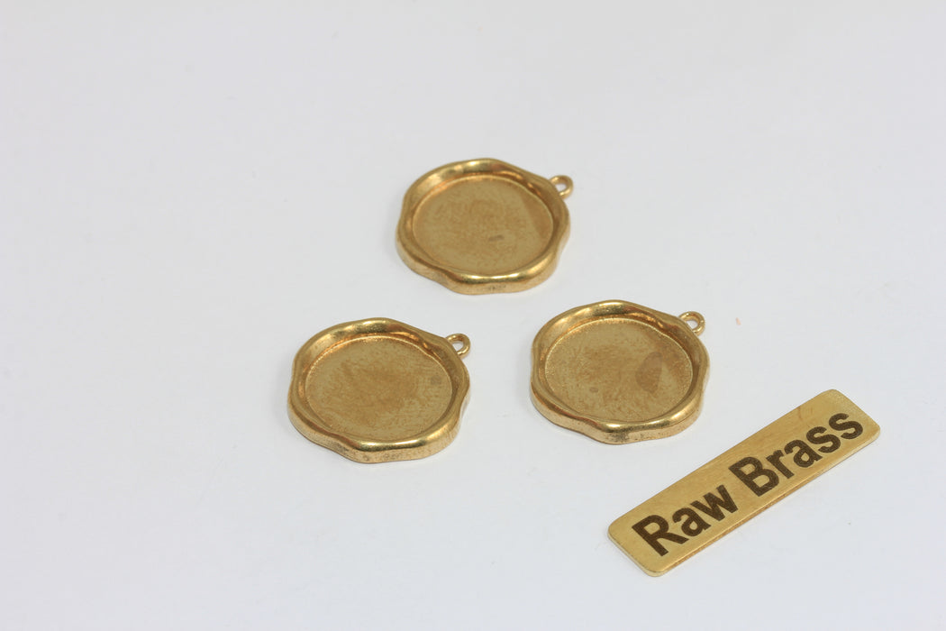Raw Brass Bezel Frame Pendant, Inner 15mm , Brass Pendant Setting, Oval Blank Bezel for Jewelry Making, DIY Jewelry Supply , Zrcn972