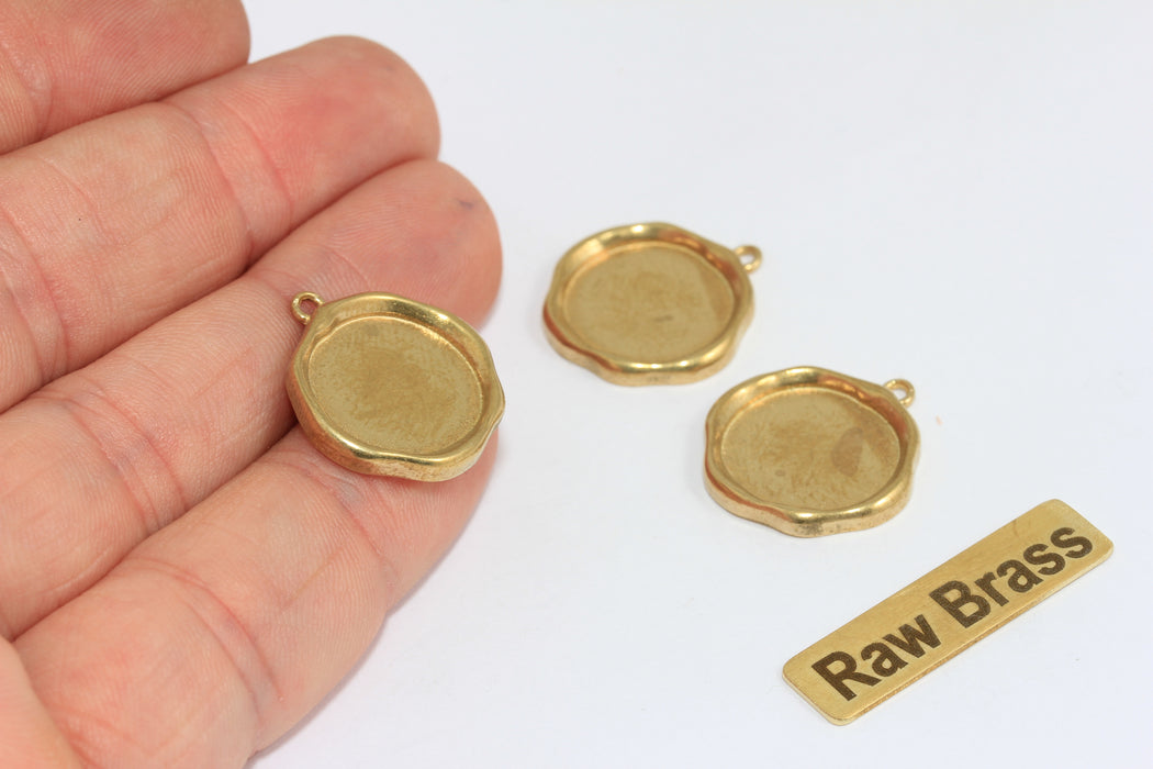 Raw Brass Bezel Frame Pendant, Inner 15mm , Brass Pendant Setting, Oval Blank Bezel for Jewelry Making, DIY Jewelry Supply , Zrcn972