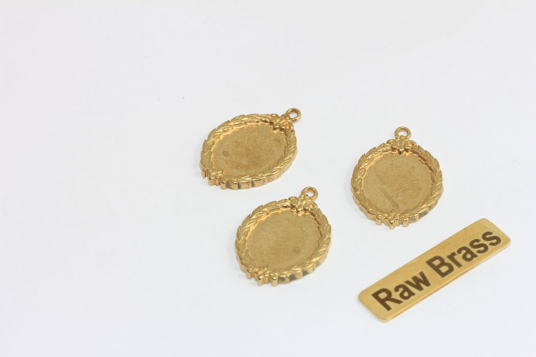 Raw Brass Bezel Frame Pendant, Inner 12x16mm , Brass Pendant Setting, Oval Blank Bezel for Jewelry Making, DIY Jewelry Supply , Zrcn971