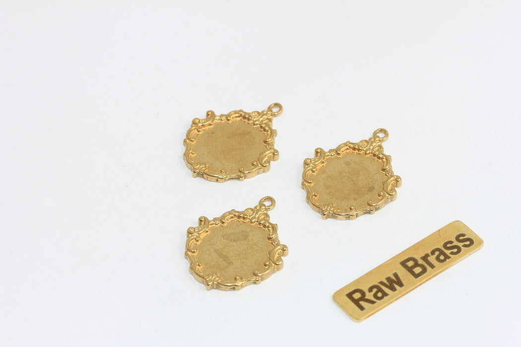 Raw Brass Bezel Frame Pendant, Inner 13x14mm , Brass Pendant Setting, Oval Blank Bezel for Jewelry Making, DIY Jewelry Supply , Zrcn961