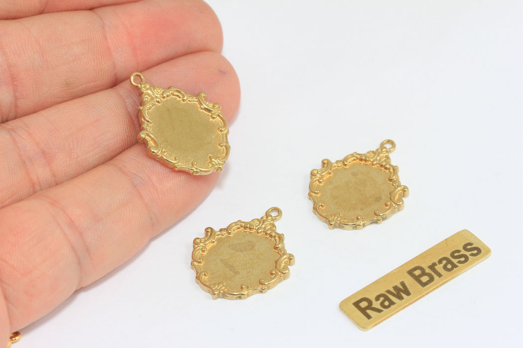 Raw Brass Bezel Frame Pendant, Inner 13x14mm , Brass Pendant Setting, Oval Blank Bezel for Jewelry Making, DIY Jewelry Supply , Zrcn961