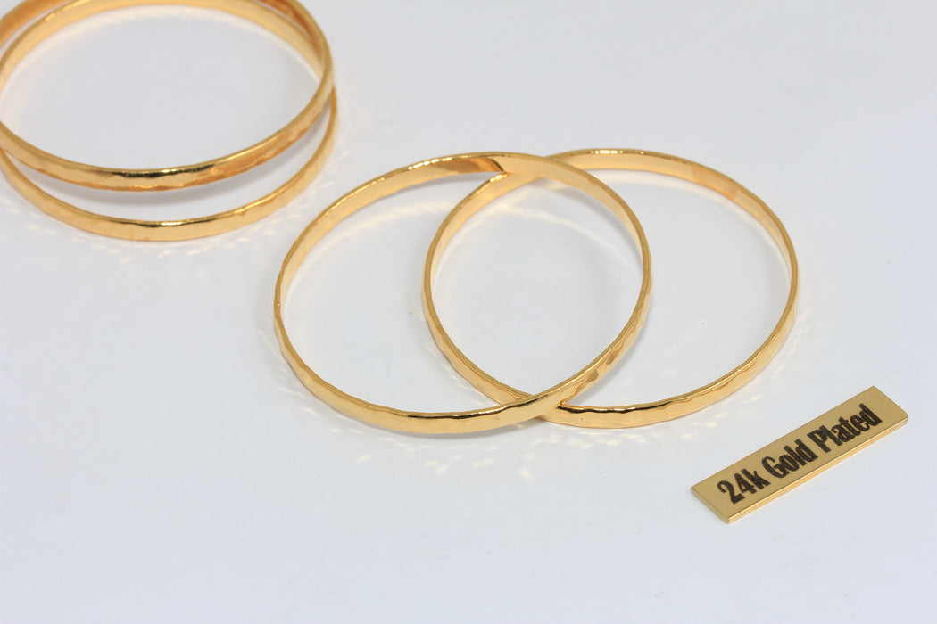 Handmade 24k Gold Plated Brass Bangle Bracelet, Minimalist Round Gold Cuff Bangle, Inner 40mm Jewelry Making , Zrcn970