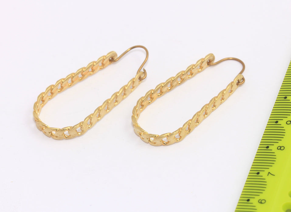 20x36mm Raw Brass Drop Earrings, Long Chain Style Earrings, SLM293-2