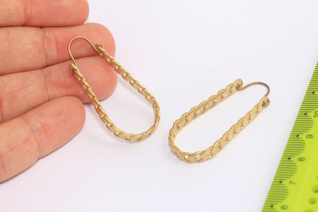 20x36mm Raw Brass Drop Earrings, Long Chain Style Earrings, SLM293-2