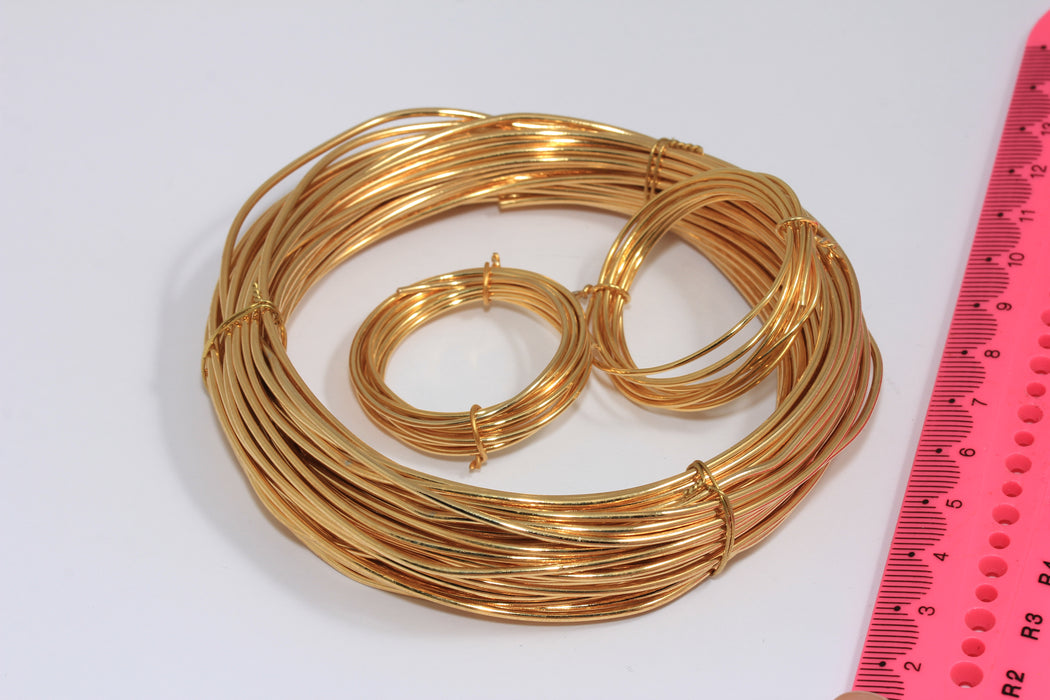 24k Shiny Gold Plated Thick Strong Wire, Optional Diameter Wrapping Jewelry Wire, WR
