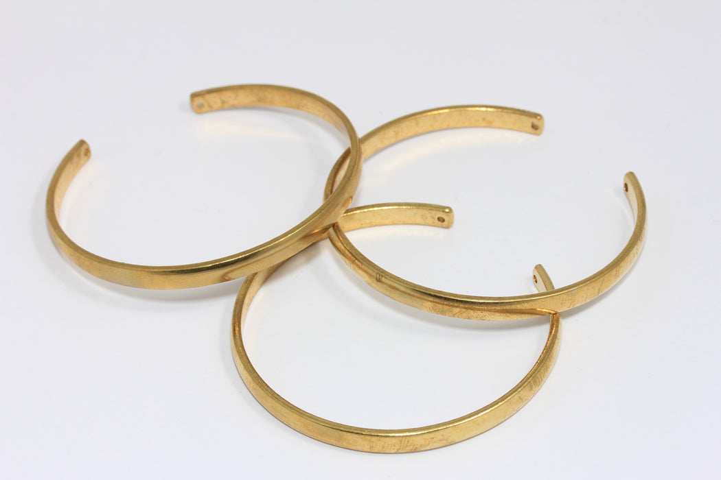 4,6mm Raw Brass Flat Bracelet Bangle, Open Cuff Adjustable Bracelet, TVF25