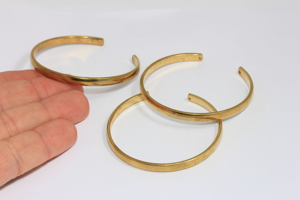 4,6mm Raw Brass Flat Bracelet Bangle, Open Cuff Adjustable Bracelet, TVF25