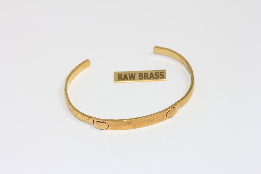 4,5mm Raw Brass Flat Bracelet Bangle, Open Hammered Cuff Bracelet, TVF33