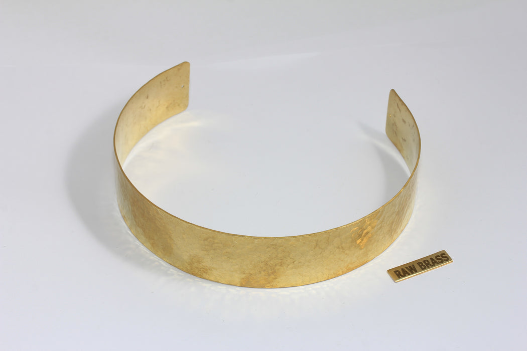 25x280mm Raw Brass Flat Choker Necklace, Handmade Neck Cuff, Hammered Choker, BXB446-1