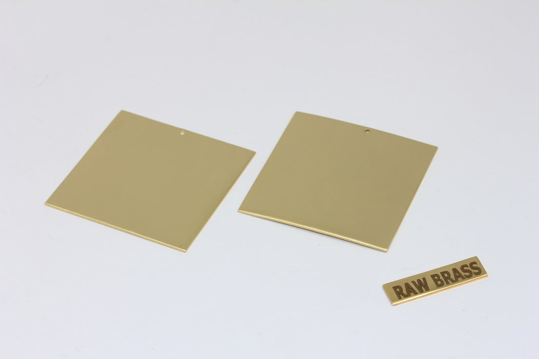 40x40mm Raw Brass Square Blank Pendant, Large Square Stamping Blanks, BXB446-2
