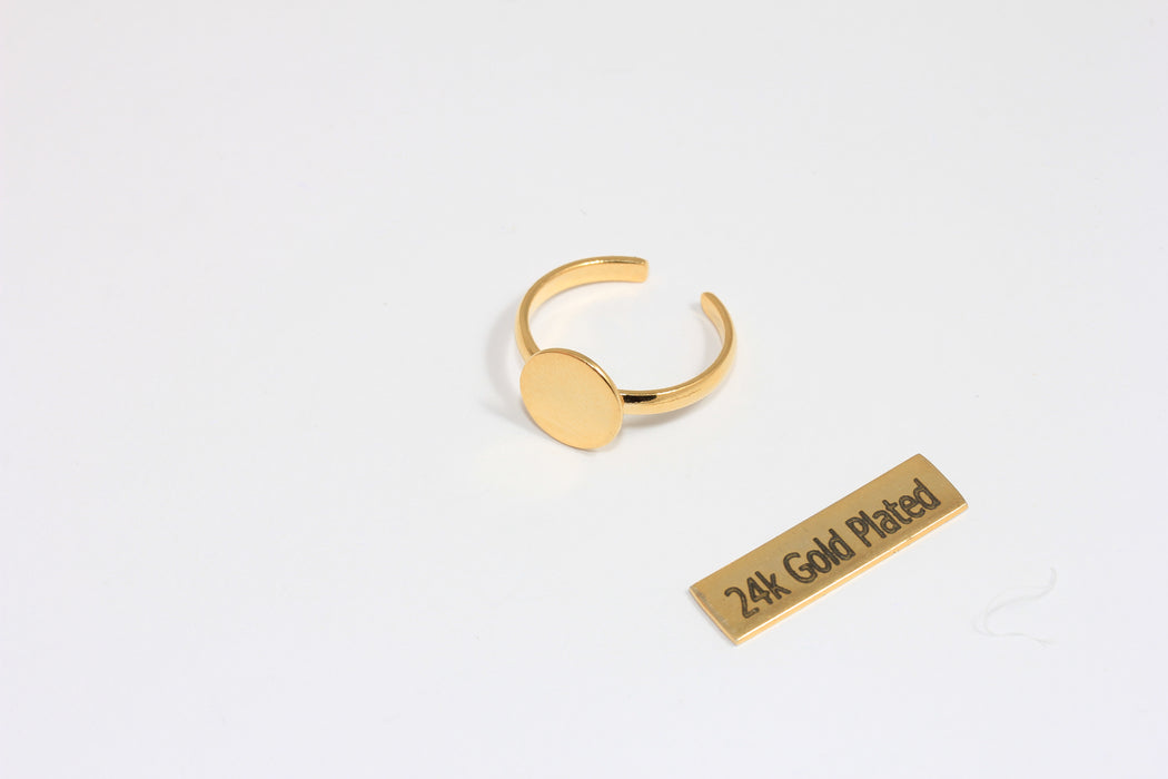 17-18mm 24k Shiny Gold Rings, Disc Rings, Stamping Rings, Medallion Coin Rings, BRT463