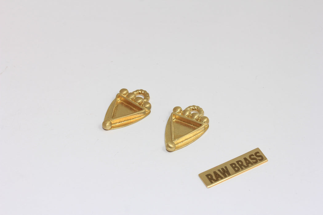 15x25mm Raw Brass Triangle Frame Settings, Bezel Cabochon Charms, MGN114