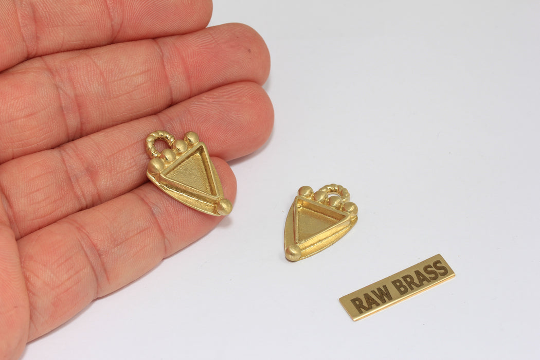 15x25mm Raw Brass Triangle Frame Settings, Bezel Cabochon Charms, MGN114