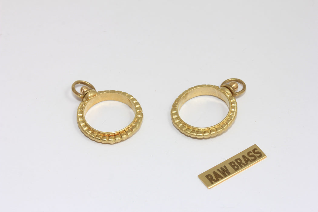 24mm Raw Brass Round Frame Medallion, Medallion Necklace Pendant, MGN106