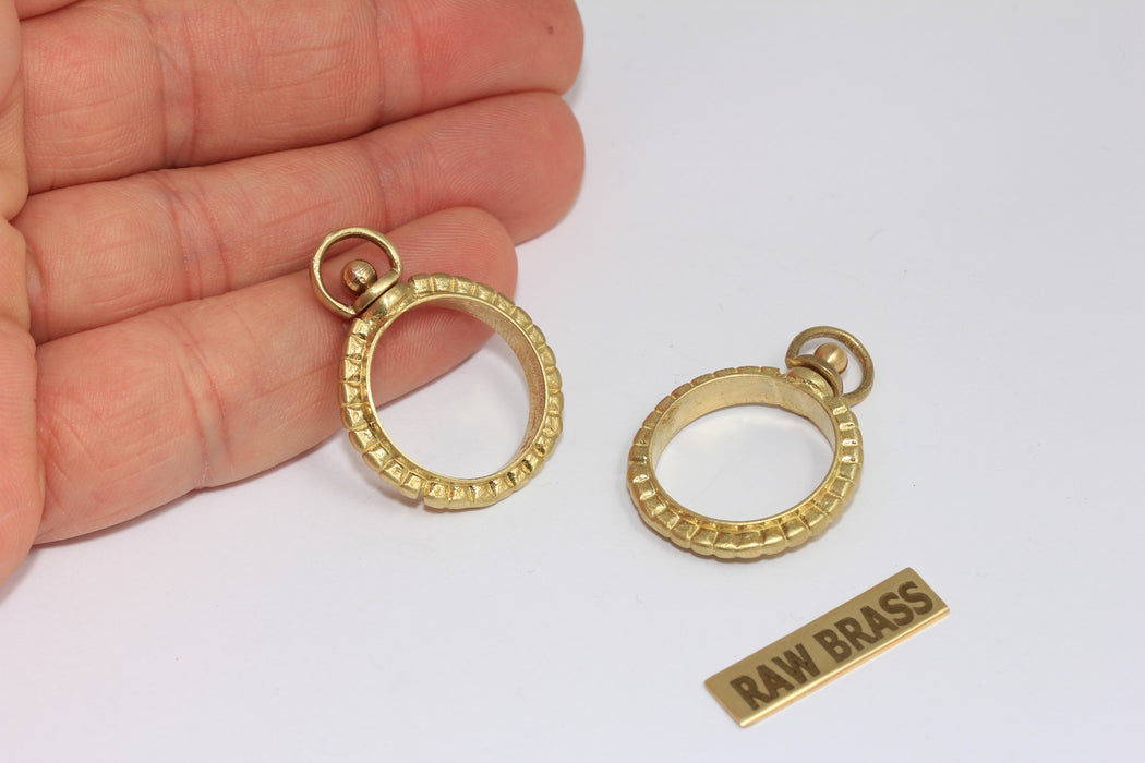 24mm Raw Brass Round Frame Medallion, Medallion Necklace Pendant, MGN106