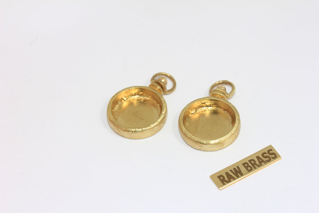 22mm Raw Brass Round Bezel Frame Charms, Cabochon Settings, MGN103