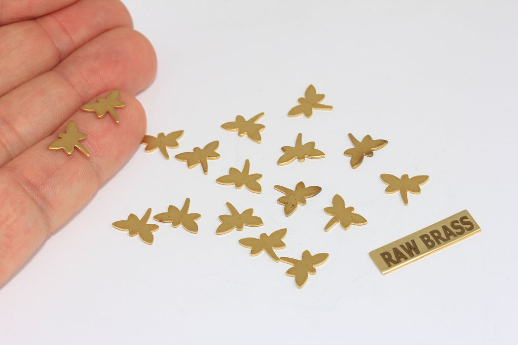 9x11mm Raw Brass Butterfly Charms, No Hole Flat Butterfly Disc Charm, MGN90