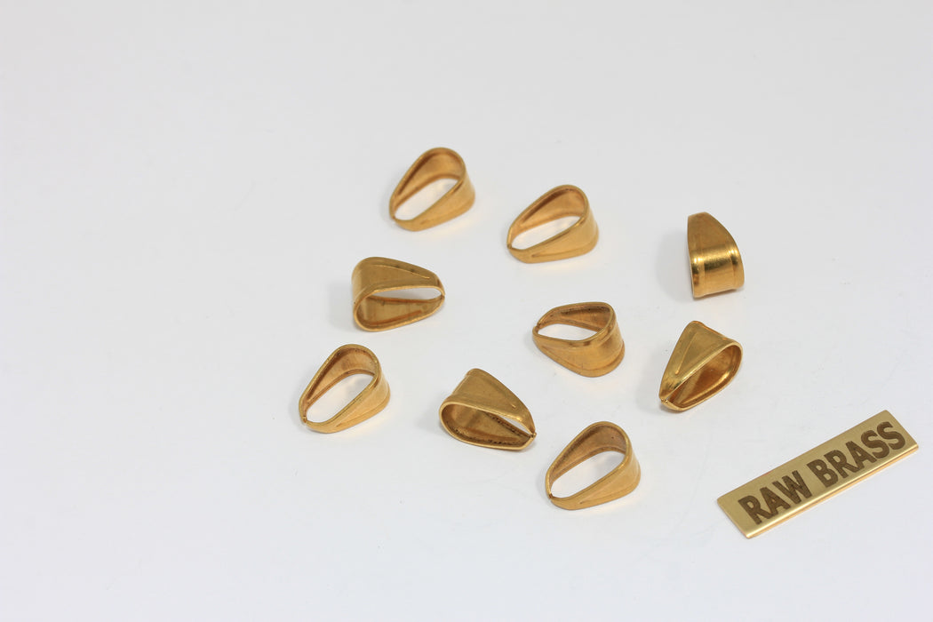 6x10mm Raw Brass Pendant Bail, Pinch Bail Necklace Pendant, Pendant Bail Connectors, Charm Pinch Bails, Raw Brass Findings, CR18