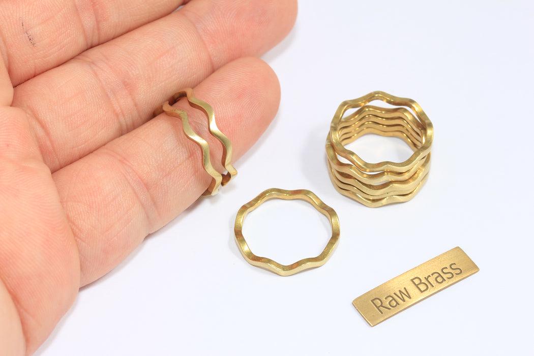 17mm Raw Brass String Rings, Closed Linear Ring, Waved Closed Rings, Rings For Women, Stacking Rings, BRT226