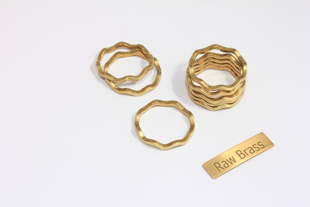17mm Raw Brass String Rings, Closed Linear Ring, Waved Closed Rings, Rings For Women, Stacking Rings, BRT226